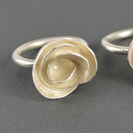 Handmade sterling silver rose ring