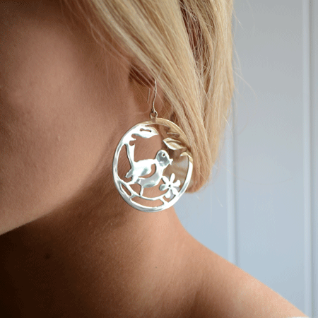 round-bird-earrings in sterling silver
