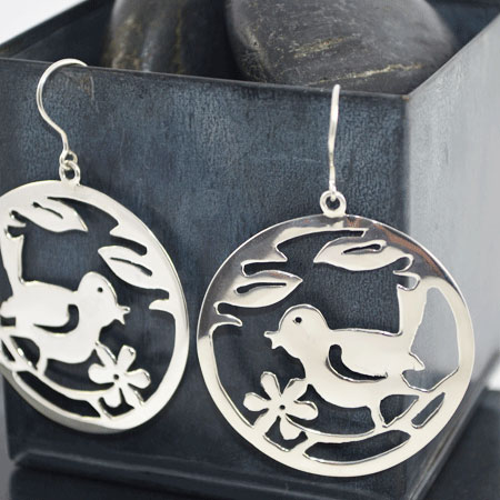 Sterling silver bird earrings