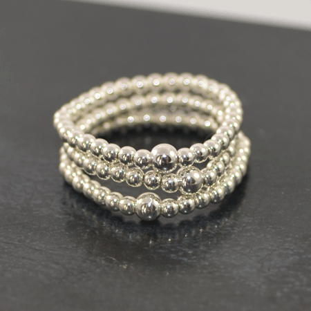 Elastic silver bead ring