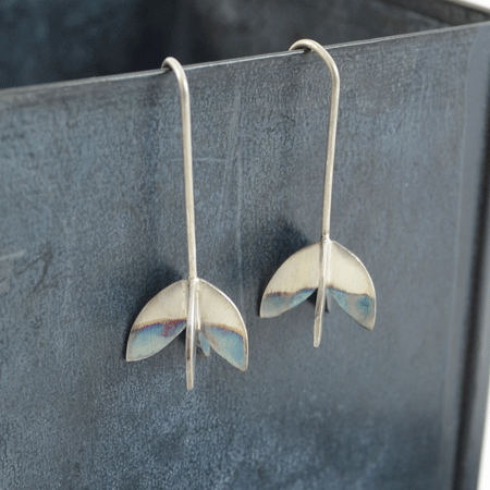 Four leaf silver earrings