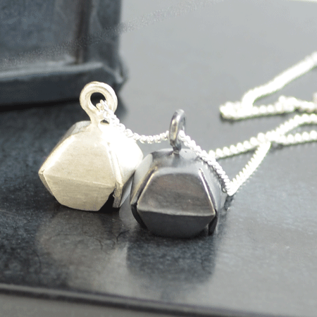 Double bell silver necklace
