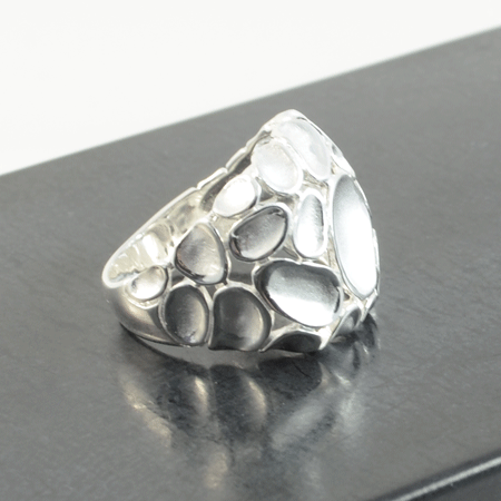 Dimpled sterling silver ring
