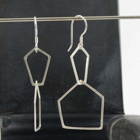 Geo 5 sterling silver earrings