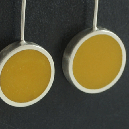 Yellow polka dot sterling silver earrings