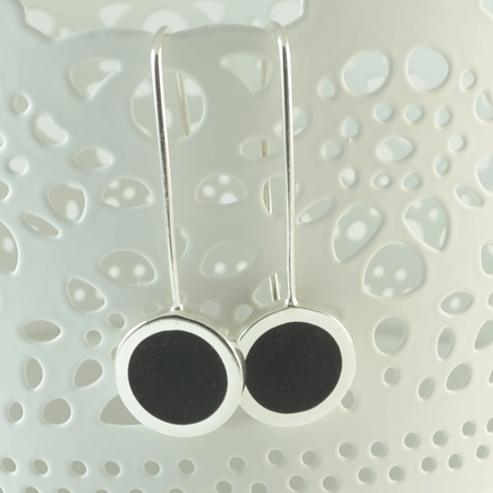 Black polka dot sterling silver earrings