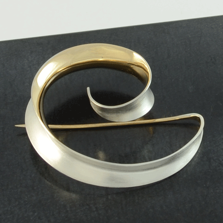 Sterling silver and gold brooch