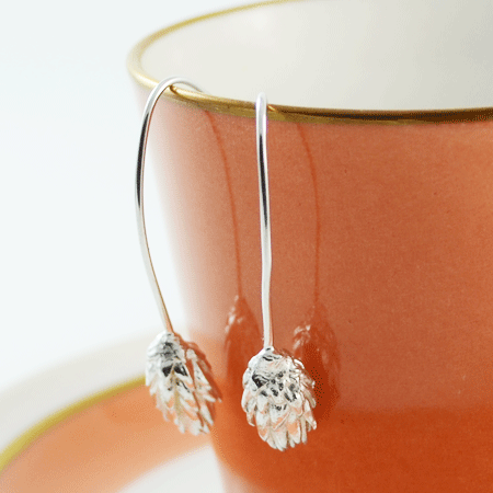 Pine sprout silver earrings