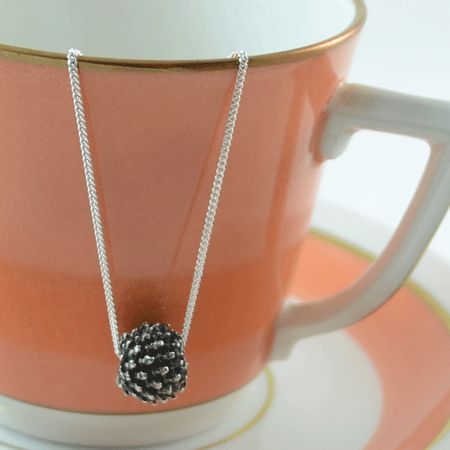 Black cone silver necklace
