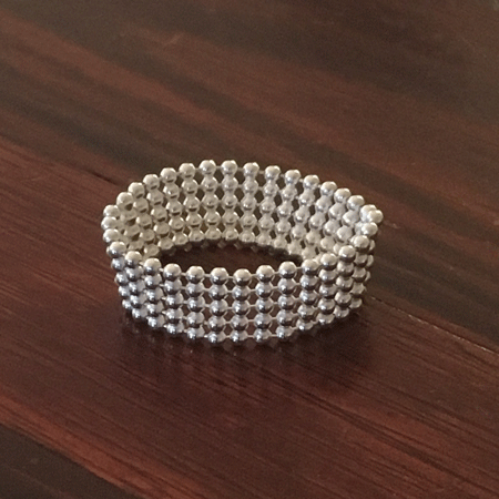 Wide silver bead ring