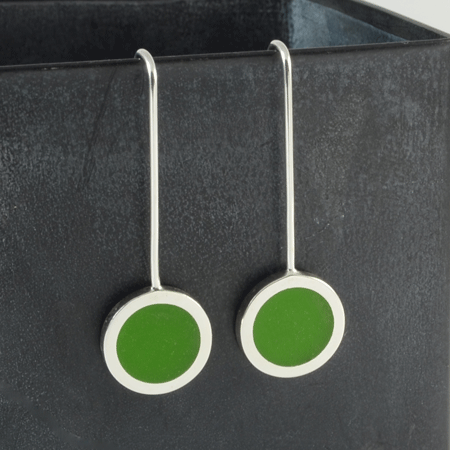 Green polka dot earrings