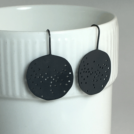 Black rain silver earrings