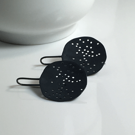 Black rain silver earrings
