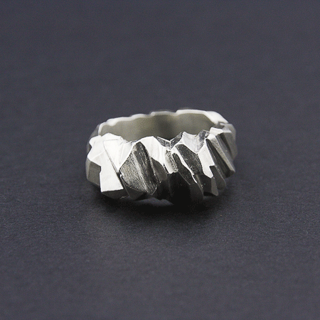 Modern sterling silver facet ring - buy online at Crowded Silver