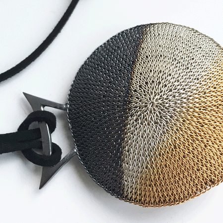 black silver gold mesh necklace