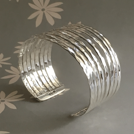 Hammered sterling silver cuff - buy online at Crowded Silver