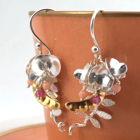 Sweet Pea earrings in sterling silver