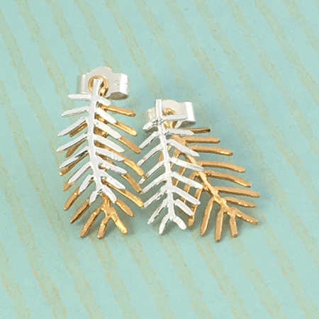 Double palm leave studs