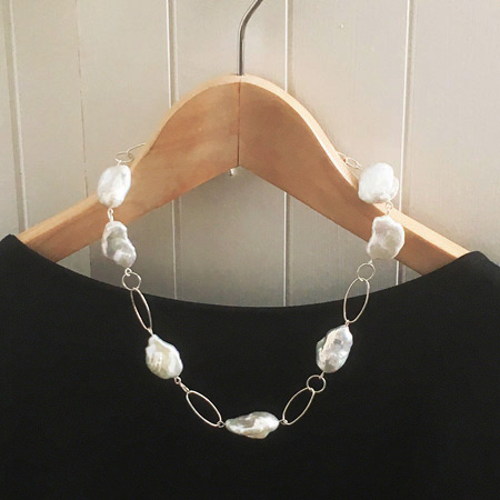 silver baroque pearl necklace