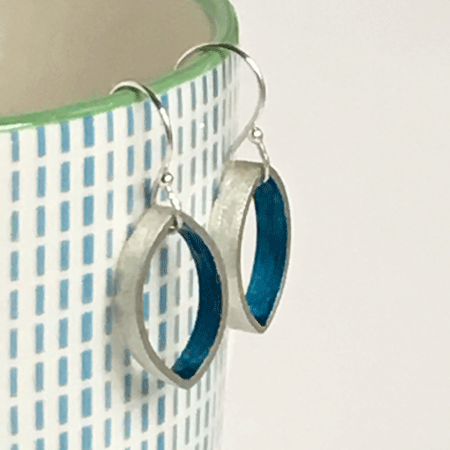 Small blue shadow sterling silver earrings handmade in Australia