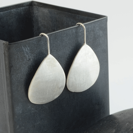 Handmade sterling silver earrings Australia in the shape of a minimalistic petal shape