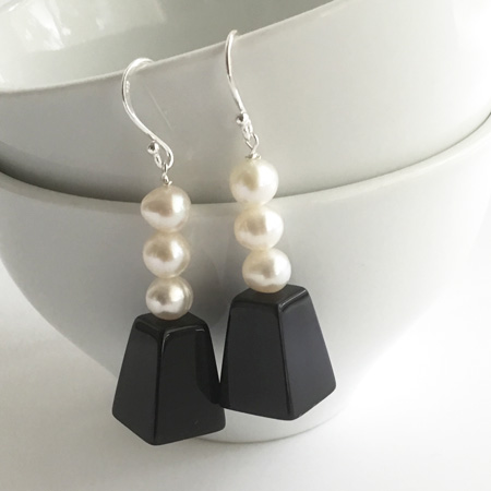 Onyx and pearl earrings Australia