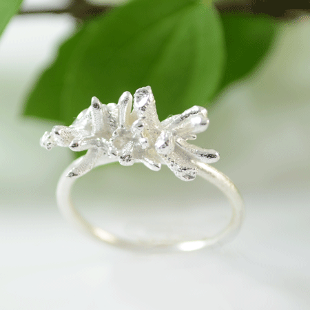 Handmade Australian silver ring frosty
