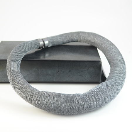 Milena Zu mesh necklace in a warm charcoal colour