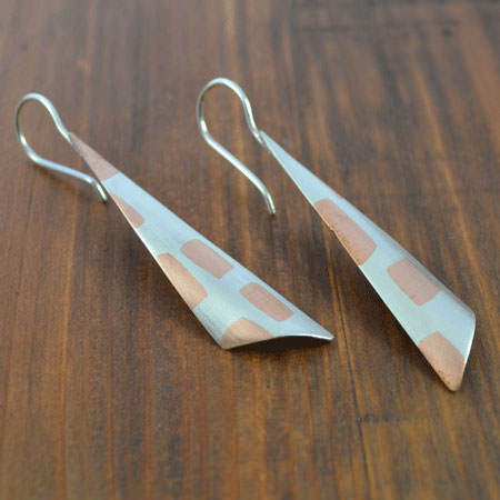 Copper and silver earrings
