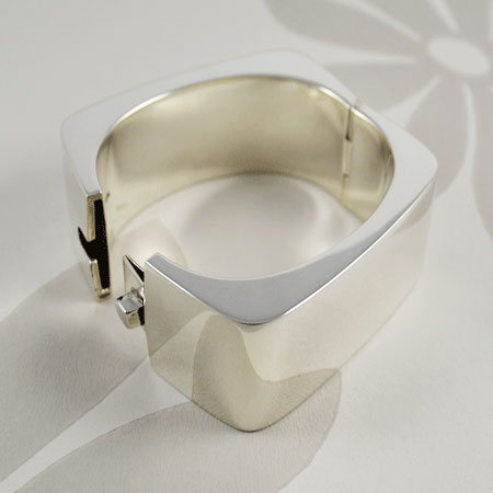 edged sterling silver bangle