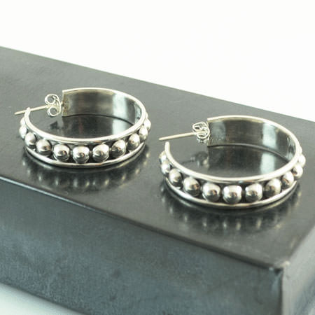 Mexican silver hoops earrings