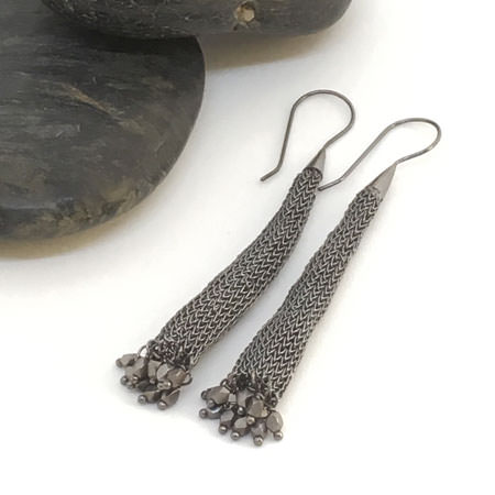 Milena Zu mesh earrings. Part of our large range of edgy Milena Zu handmade jewellery.