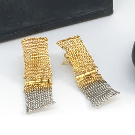 Milena Zu earrings in crocheted stainless steel wire and partly gold plated. Part of our large range of Milena Zu jewellery available online.