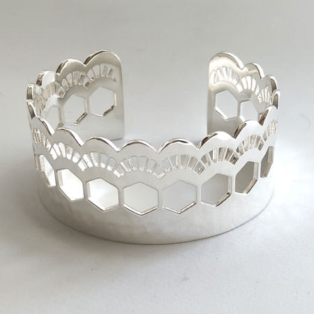sterling silver lace cuff bracelet