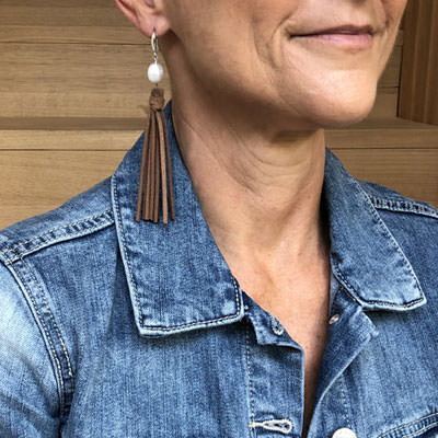 Leather tassel earrings