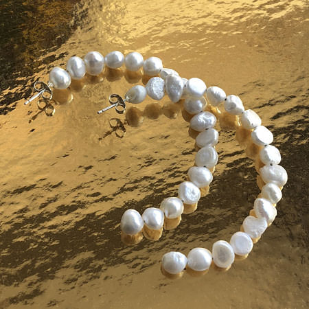 unique big pearl hoop earrings