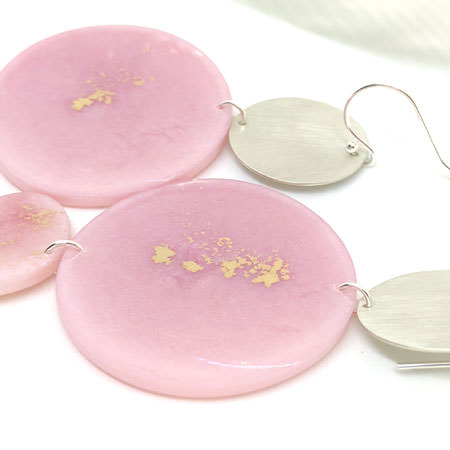 Long dahlia pink earrings