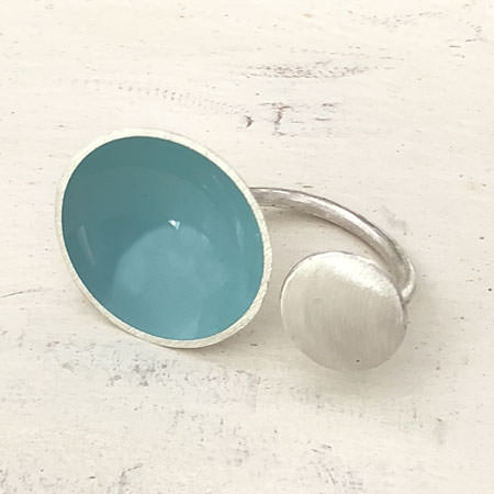 Sterling silver bubble ring aqua