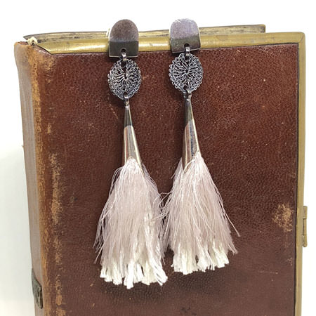 silver silk tail earrings