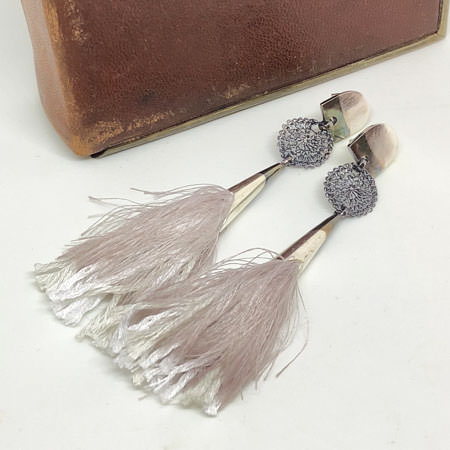silver silk tassel earrings