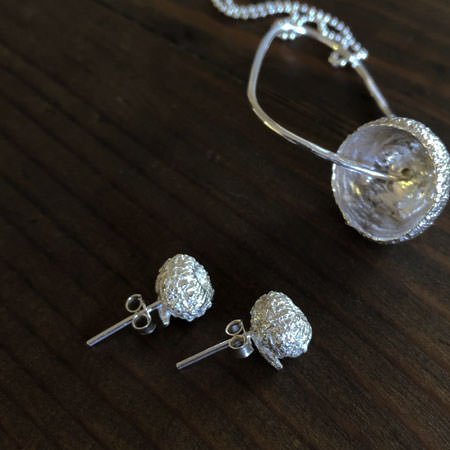 Acorn silver stud earrings