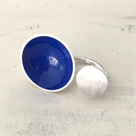 Sterling silver bubble ring blue