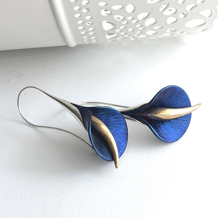 Calla lily hook earrings | Crowded Silver Jewellery