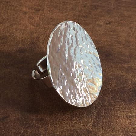 Large hammered silver ring