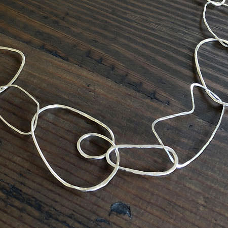 Open silver link necklace