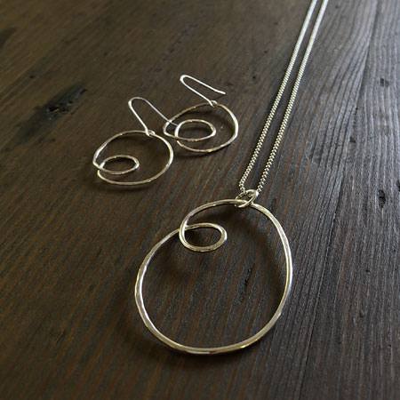Long silver loop pendant