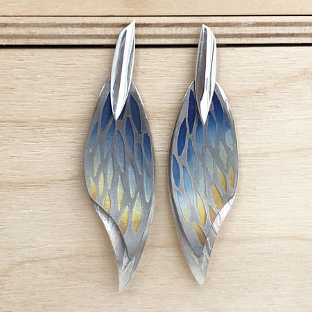 Floating silver niobium earrings