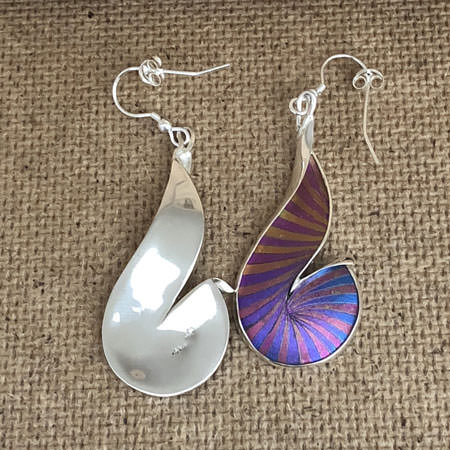 Purple dance silver earrings