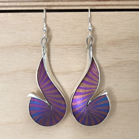 Purple silver earrings
