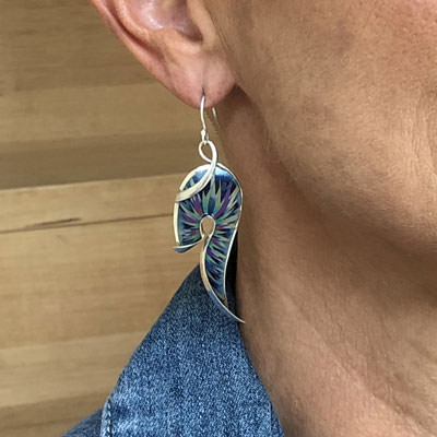 Blue splash silver earrings